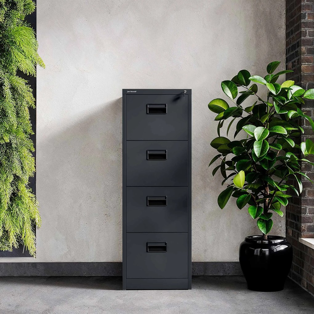 Fém irattartó szekrény, 4 fiókos SARA V4, 460 x 1320 x 620 mm, antracit