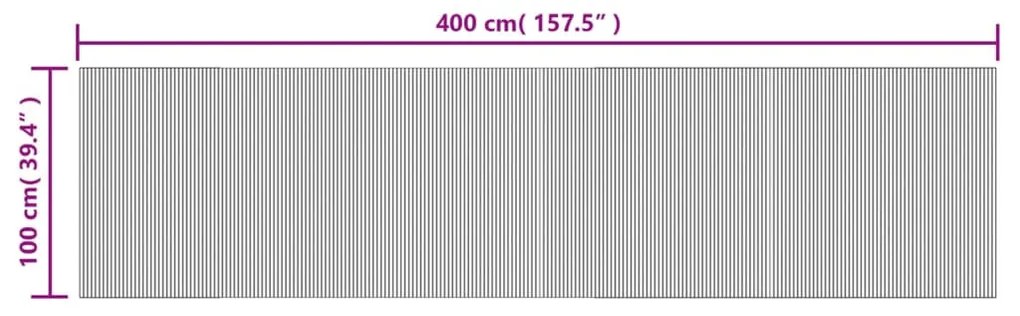 négyszögletű fekete bambusz szőnyeg 100 x 400 cm