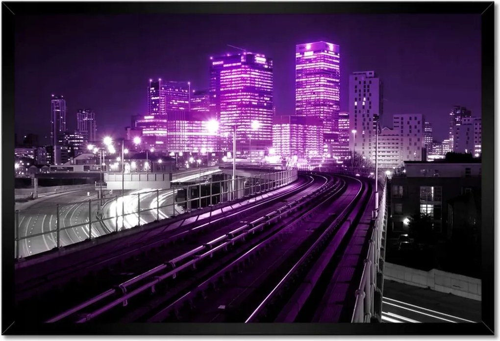 Poszterek keretben 60x40 Lila felhőkarcolók