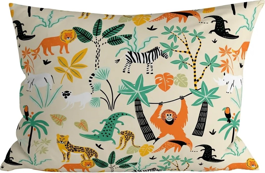 Mikroszálas párnahuzat JUNGLE FRIENDS 70x90 cm, színes