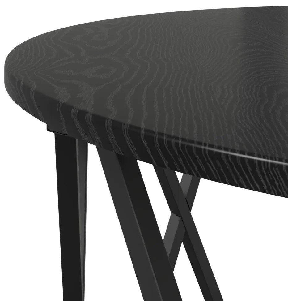 Fekete Oak Kávézóasztal 80x80x42 cm Mérnöki Fa