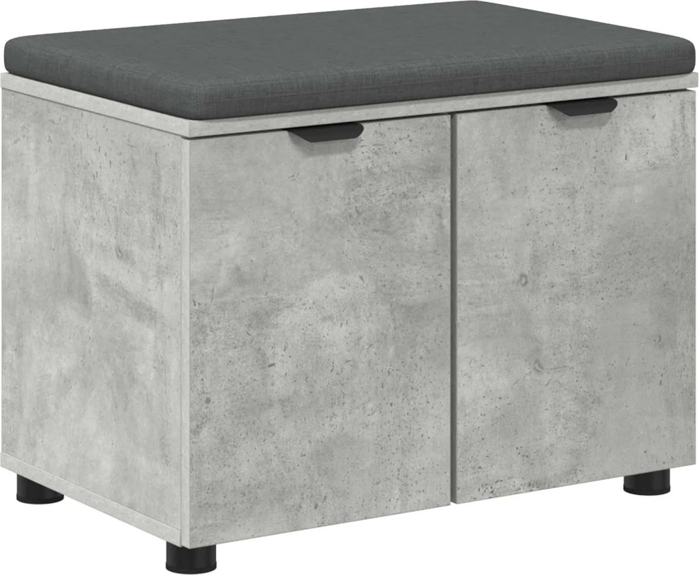 vidaXL Előtér pad Beton Szürke 60 x 38 x 46 cm Műanyag Fa és Szövet