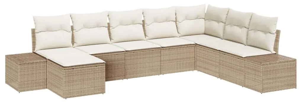 vidaXL Kerti Kanapé Szett párnával 8 pcs Bézs polirattan