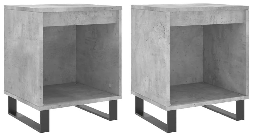 2 db betonszürke szerelt fa éjjeliszekrény 40 x 35 x 50 cm