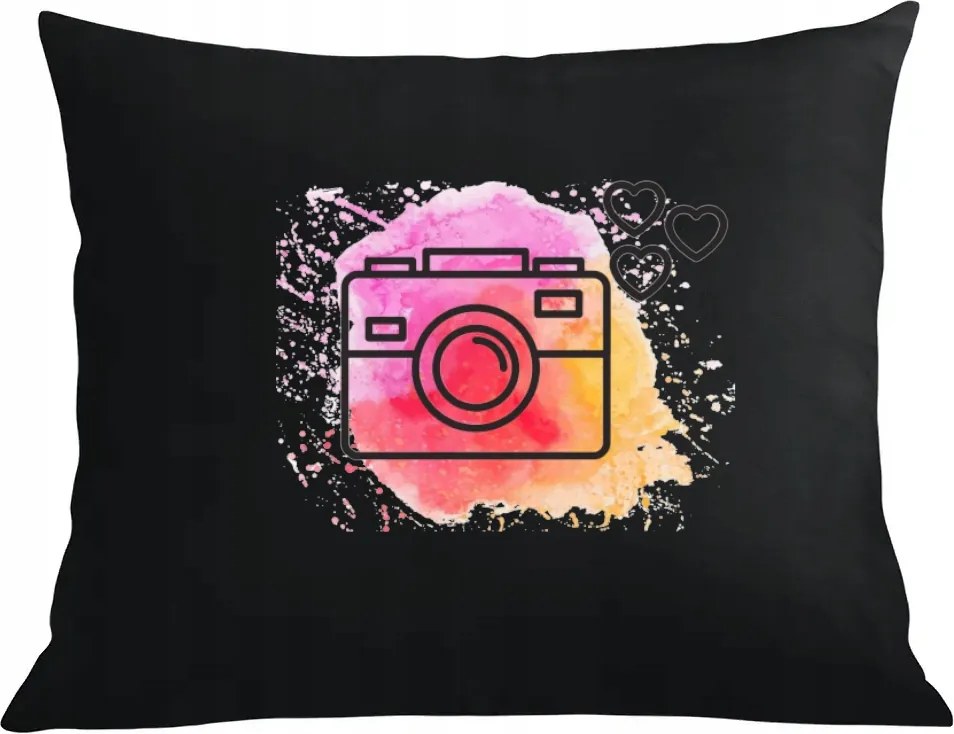 Párna párnahuzat Fényképezőgép színes háttérrel