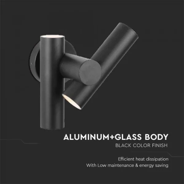 LED kültéri fali spotlámpa 2xLED/3W/230V 4000K IP44 fekete