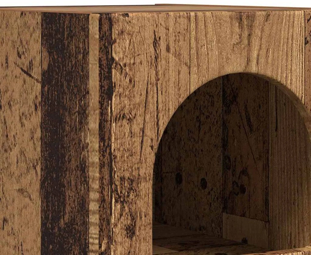 Éjjeli asztal 2 pcs Öreg fa 29.5 x 35 x 50 cm Faanyag