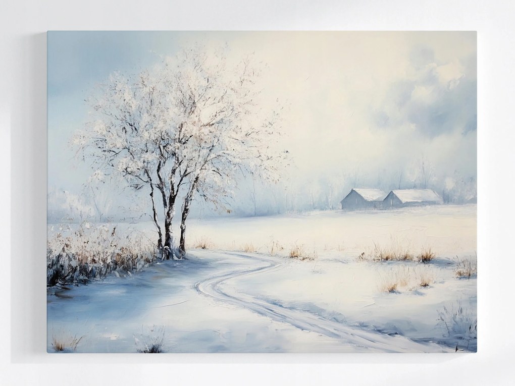 Vászonkép Canvas Tájkép Út Fa Tél Hó 100x75