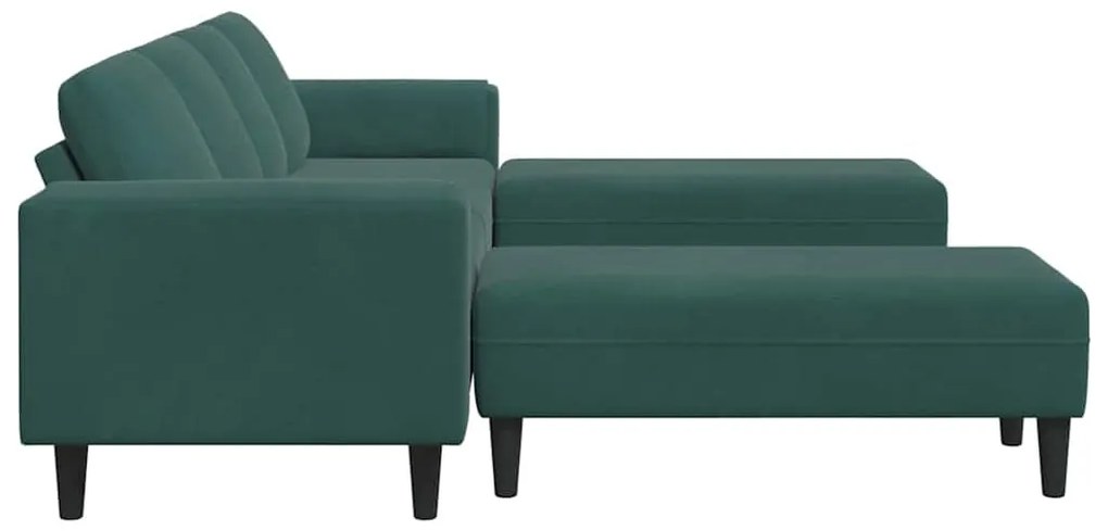 Kanapé Szett 3 pcs Sötétzöld Bársony