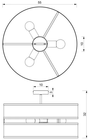 Felületre szerelhető csillár GLUM 3xE27/60W/230V fekete