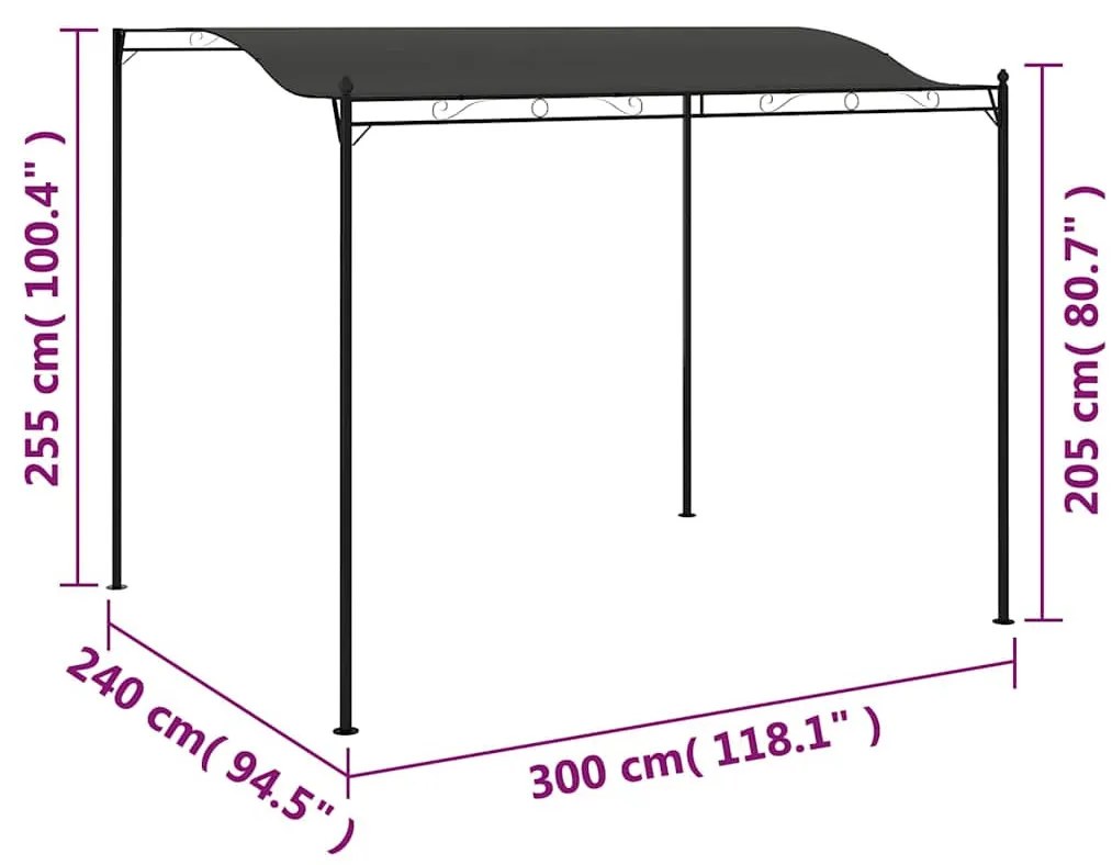 antracitszürke napellenző 3 x 2,4 m