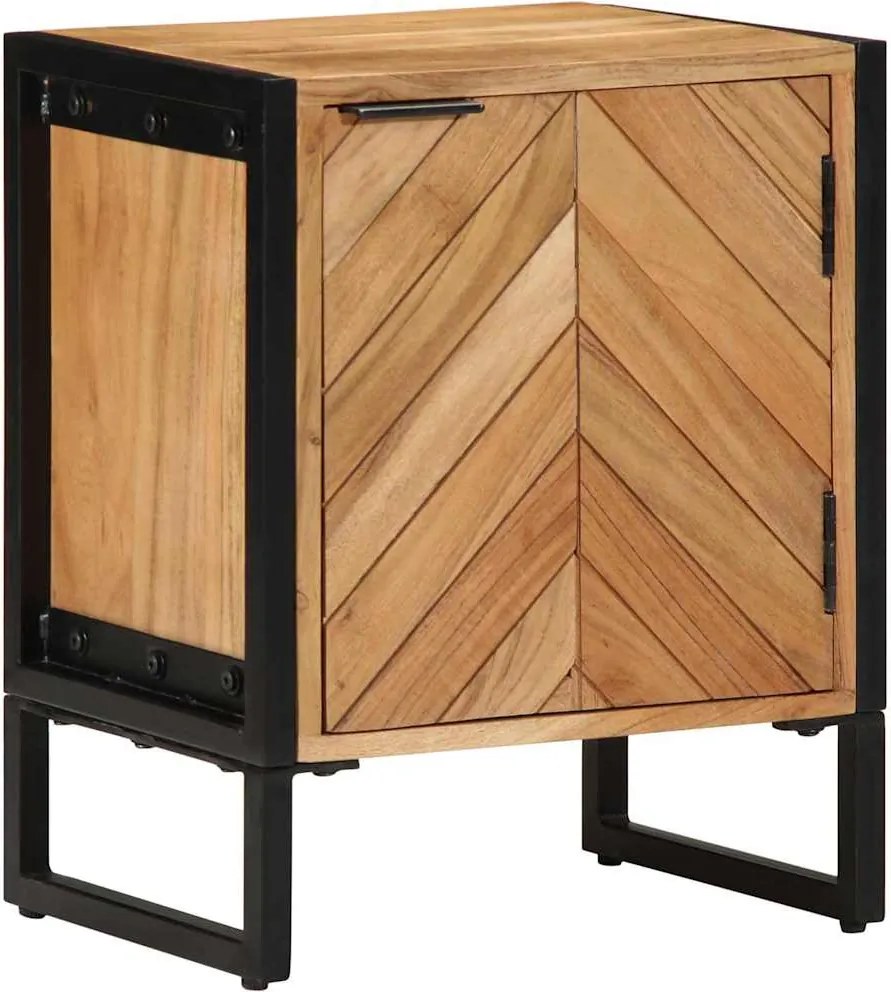 vidaXL Éjjeli asztal Barna 40 x 30 x 50 cm Tömör akácfa és fém