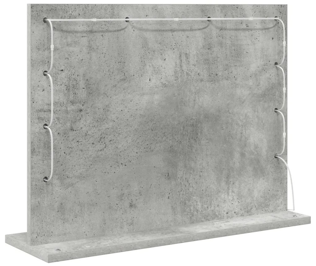 Toalett Tükör LED -es lámpákkal Beton Szürke 60 x 45 x 18 cm