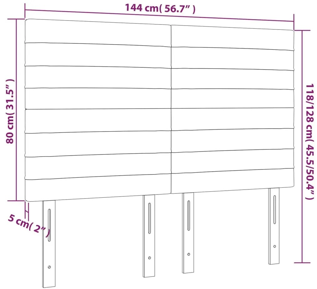 sötétszürke szövet LED-es fejtámla 144x5x118/128 cm