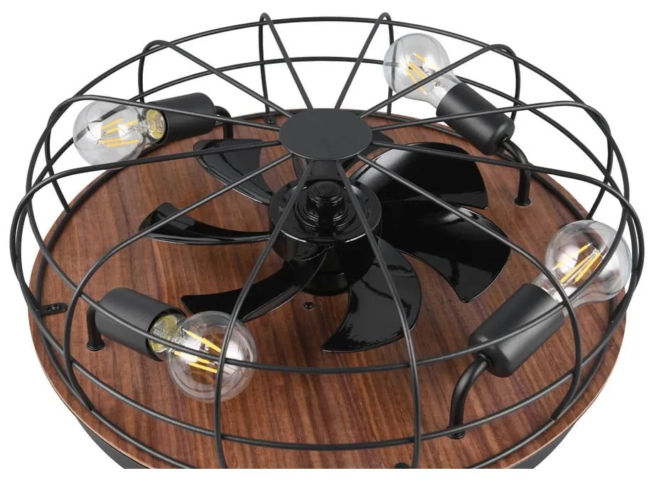 Matt fekete-barna mennyezeti lámpa távirányítóval-ventilátorral Trondheim – Reality