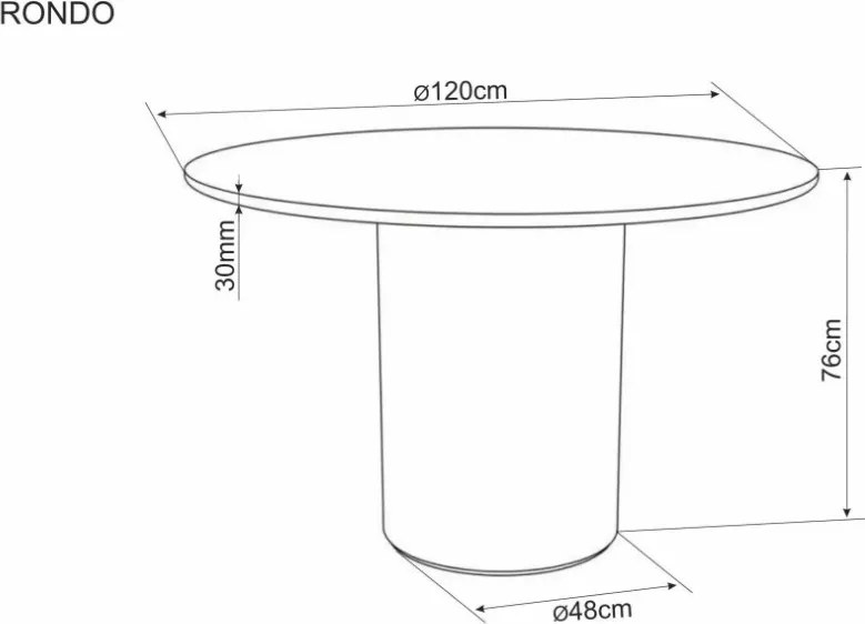 Rondo kerámia étkezőasztal 120cm fehér/tölgy