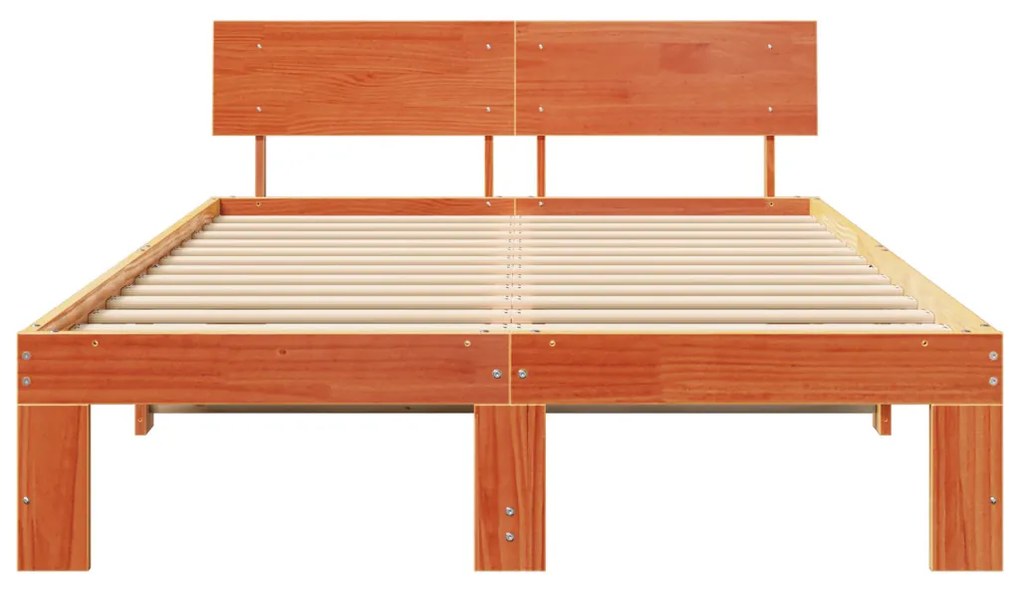 Ágykeret Fejtámlával Gyanta Barna 120x200 cm Tömör Fenyőfa