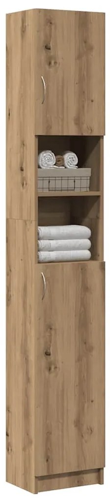 kézműves tölgyfa fürdőszobaszekrény 32 x 25,5 x 190 cm redőzött fa