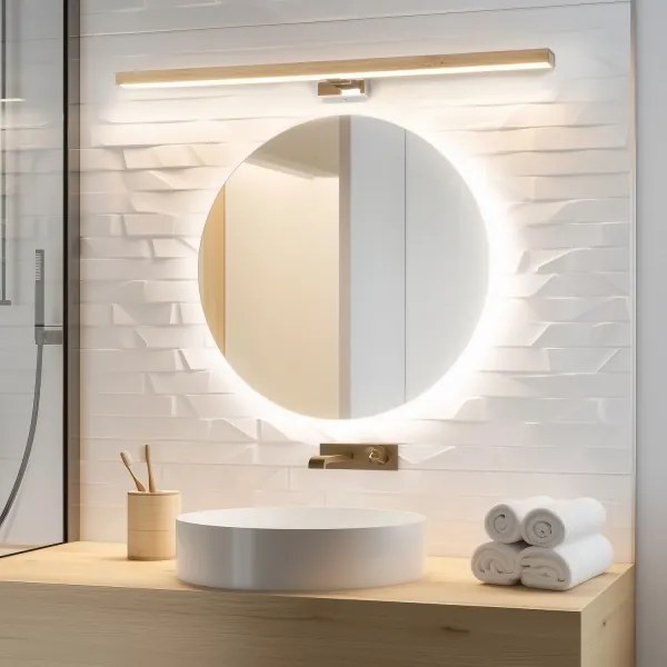 Brilagi-LED fürdőszobai tükörmegvilágítás WOODY MIRROR LED/15W/230V IP44 tölgy/fehér