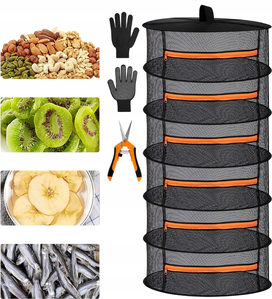 Szárítógép Akasztós Háló Gomba Szárításhoz Gyógynövények Felfüggesztés 6 Rétegű 60CM