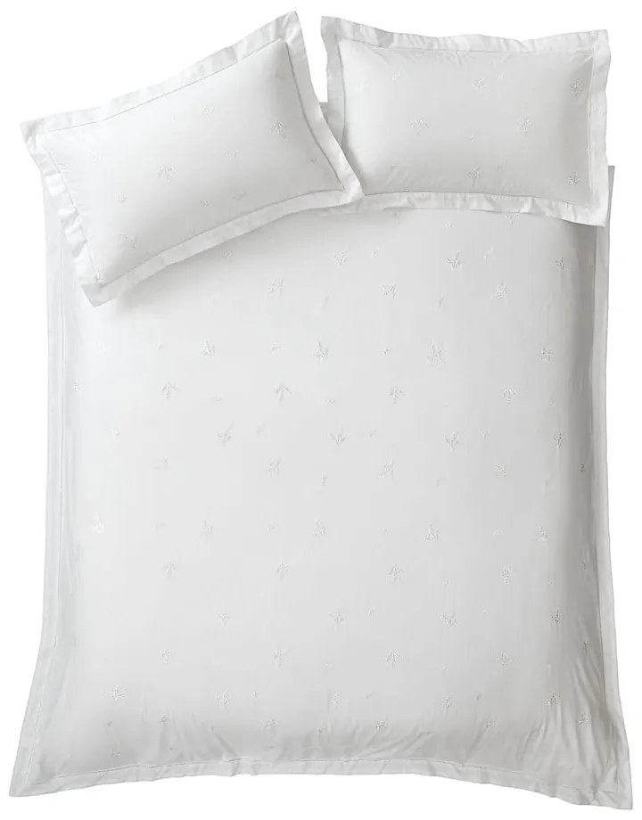 Fehér egyszemélyes pamut ágyneműhuzat 135x200 cm Lottie Floral Embroidery – Bianca