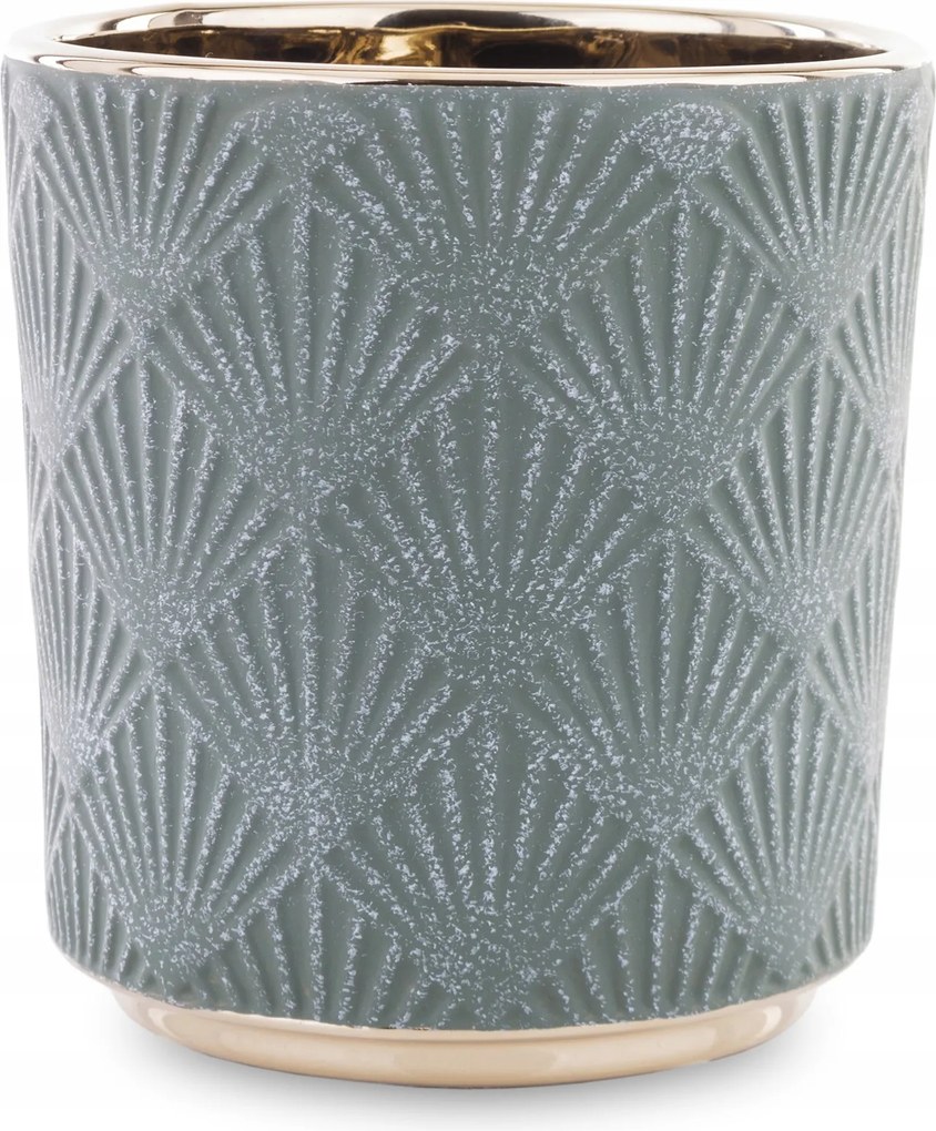 Virágtartó fedél Arany zöld kerámia