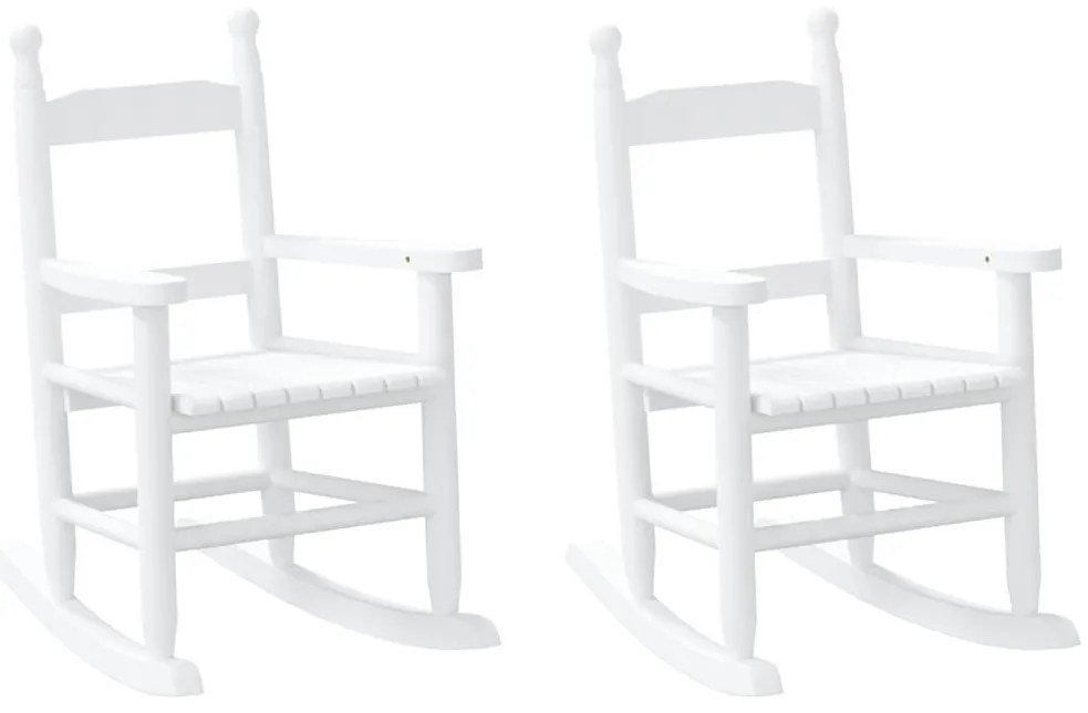 vidaXL 2 db fehér tömör nyárfa gyerekhintaszék
