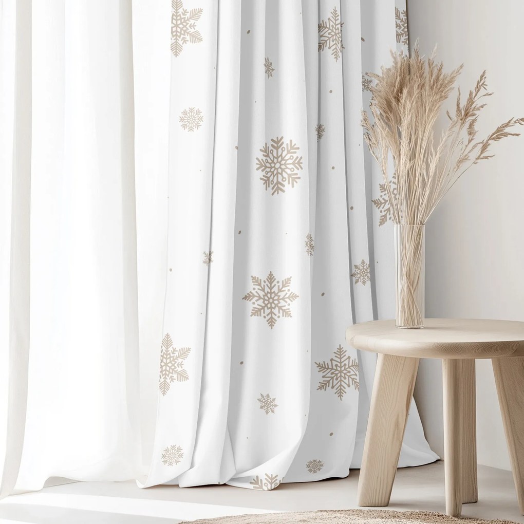 Goldea pamut drapéria - hópelyhek fehéren 180x150 cm