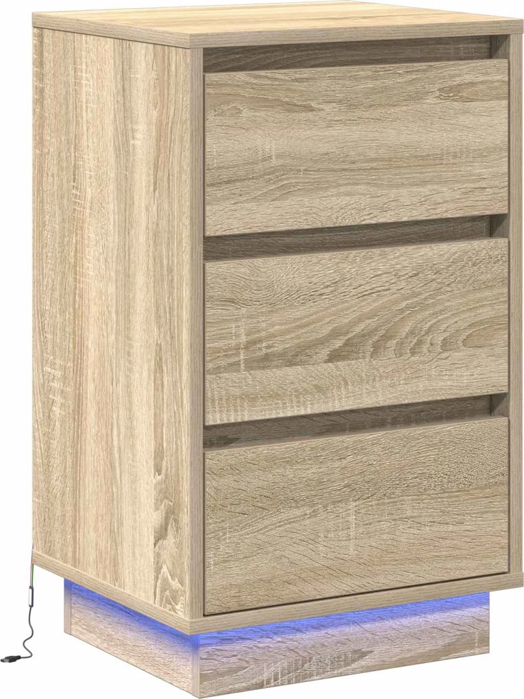vidaXL Éjjeliszekrény fiókkal Sonoma tölgy 39 x 34,5 x 65 cm Faanyag