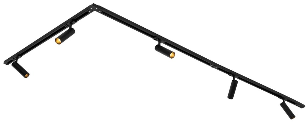 Modern fekete sínrendszer 5 spotlámpával, 1 fázisú GU10 35mm - Iconic Jeana Luxe