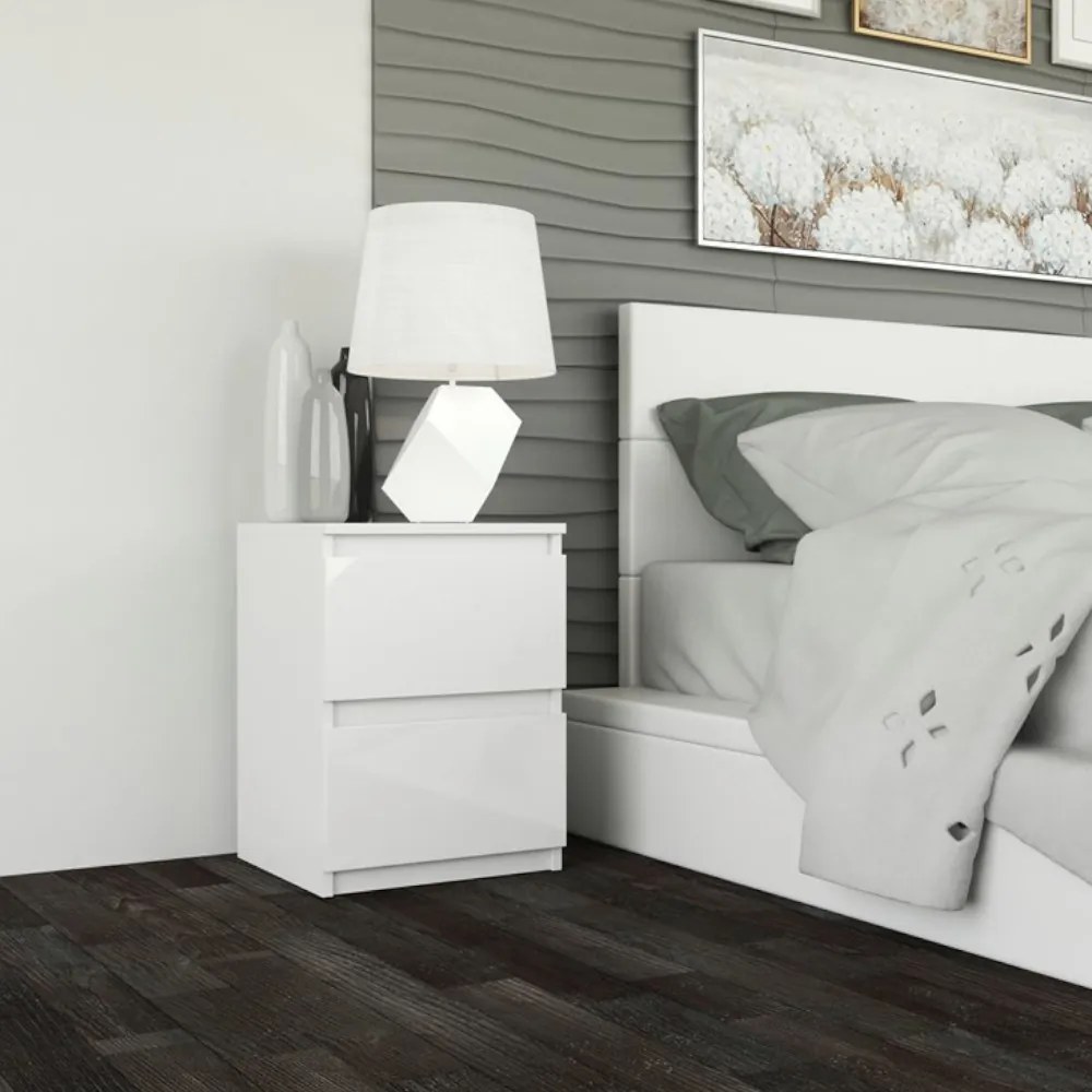 Thirassia M2 éjjeliszekrény, 30x40x30 cm, fényes fehér