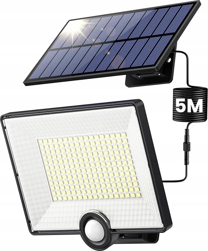 Led-es Napelemes Fali Lámpa Mozgásérzékelővel IP65 Hideg Fehér