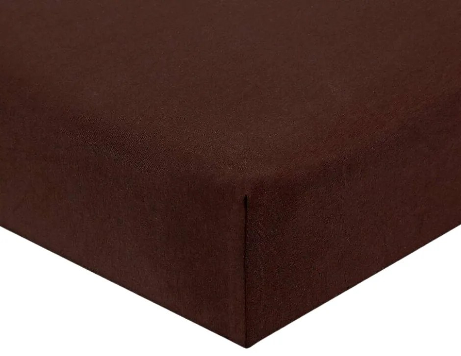 Jersey sötétbarna lepedő TiaHome - 140x200cm