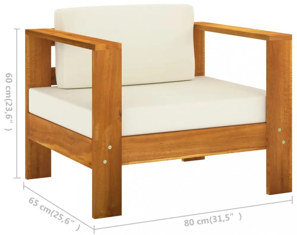 7 részes akácfa kerti pihenőgarnitúra párnákkal 100 x 60 cm