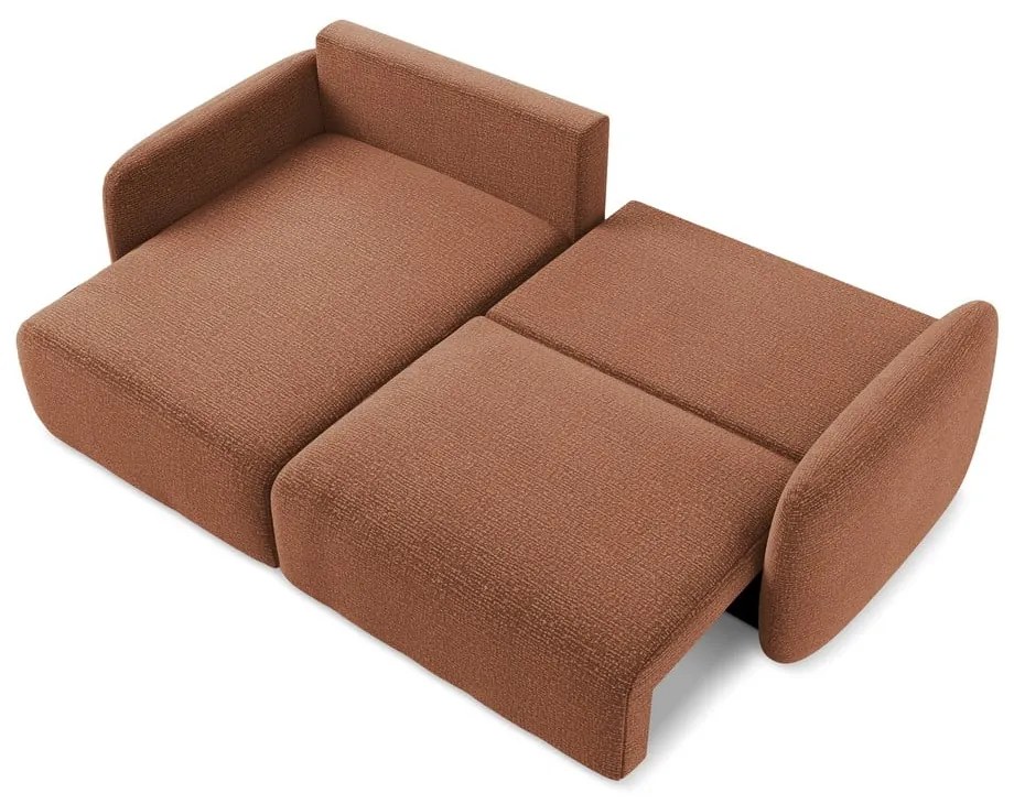 Téglavörös kinyitható-tárolóhelyes sarokkanapé (bal oldali) Kalena – Makamii