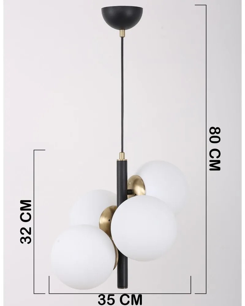 Fehér-fekete függőlámpa üveg búrával ø 15 cm Forte – Squid Lighting