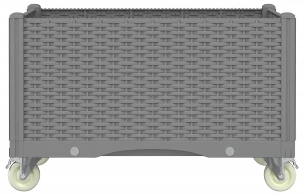 vidaXL világosszürke PP rácsos kerekes ültetőláda 80 x 50 x 54 cm