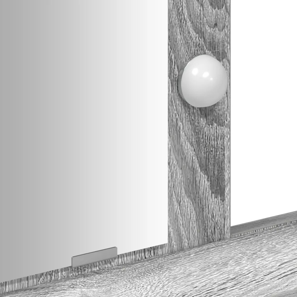 LED világítással ellátott sminktükör Szürke Sonoma 100x41x140 cm