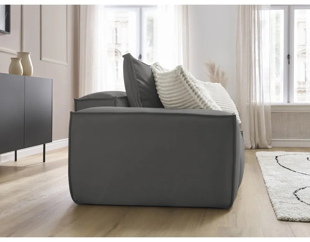 Szürke bőrutánzat kanapé 260 cm Boheme – Bobochic Paris