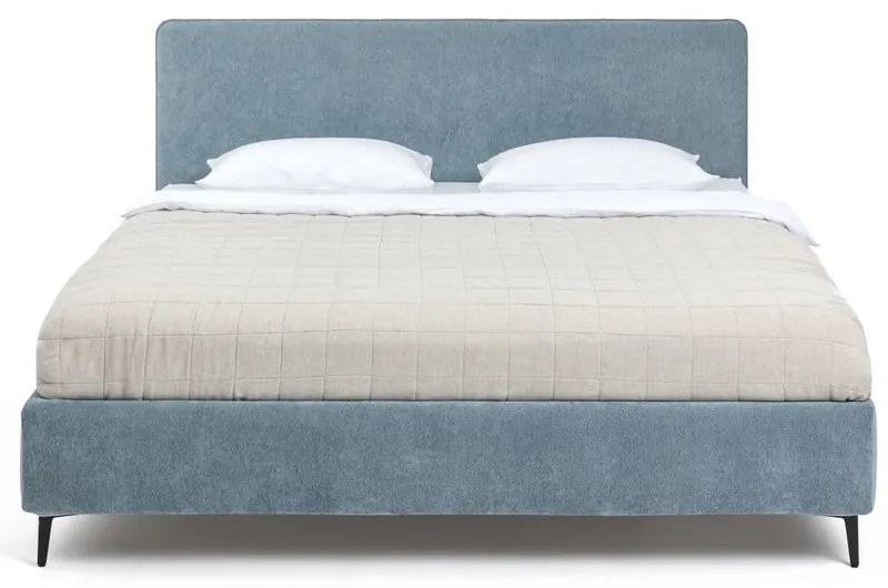Kék kárpitozott franciaágy ágyráccsal 160x200 cm Noira Slim – Bonami Selection