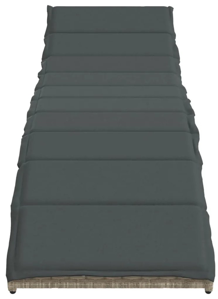 Világosszürke polyrattan napozóágy párnával 55x199x50 cm