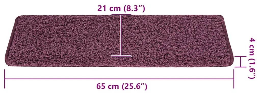 30 db lépcsőszőnyeg, 65 x 21 x 4 cm, sötétlila, téglalap alakú széllel