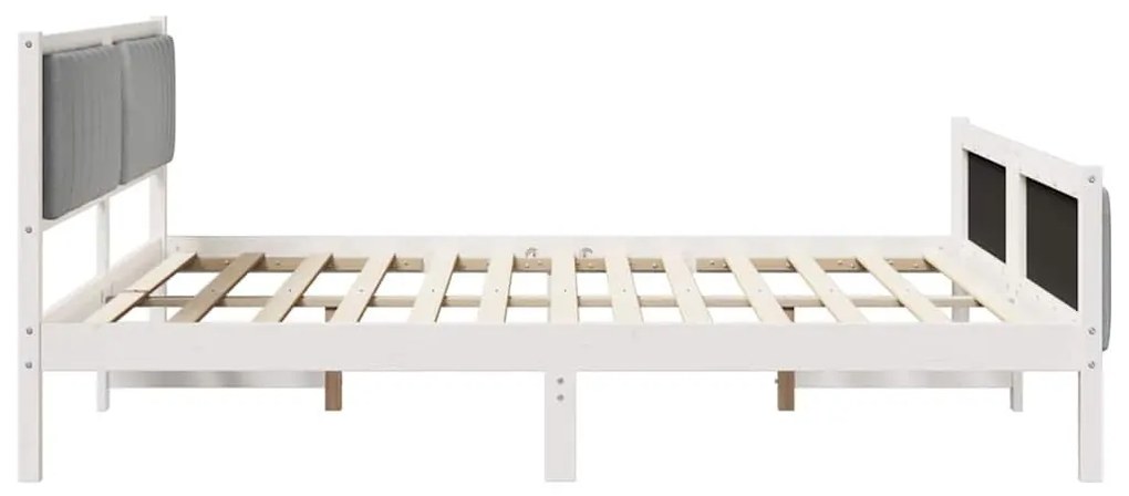 Ágykeret Fehér és világosszürke 180 x 200 cm Tömör fenyőfa