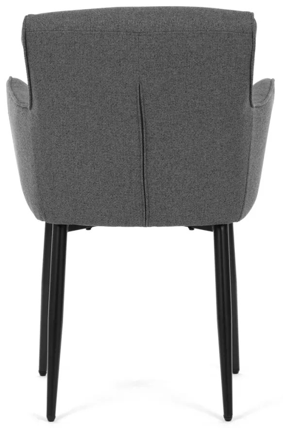 Scaun elegant de sufragerie, material textil gri ușor de curățat, picioare metalice lăcuite negru mat