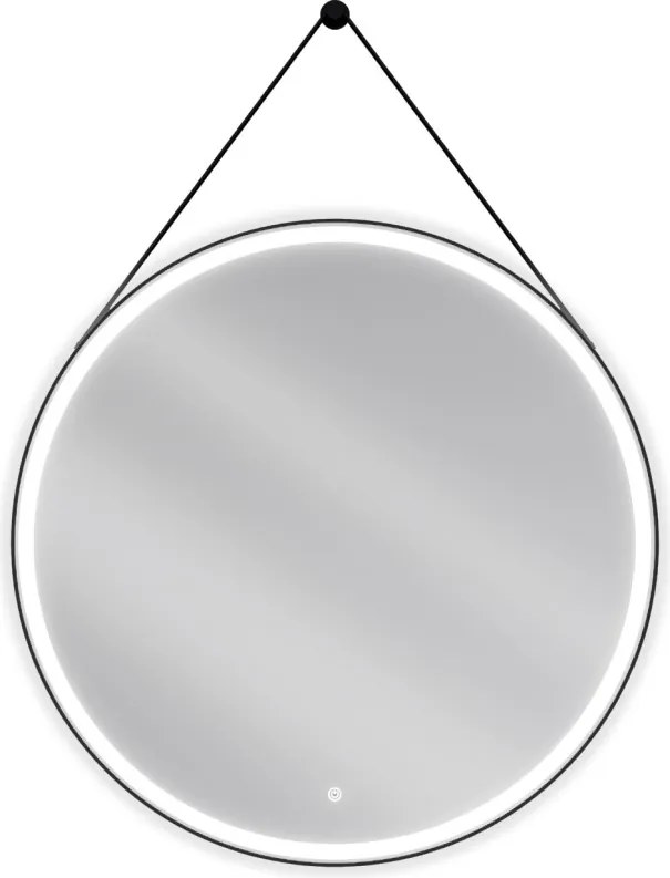 Mexen Reni kerek, LED-es, pára elleni fürdőszobai tükör, 90 cm, 6000K, fekete keret - 9812-090-090-611-70