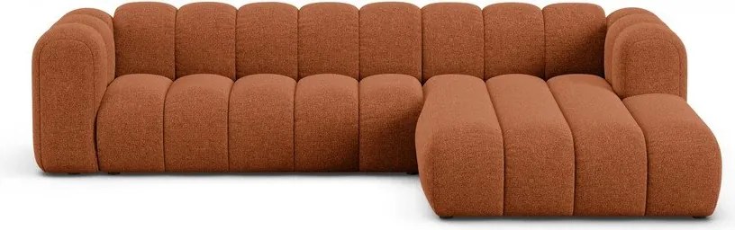 Téglavörös zsenília sarokkanapé (jobb oldali-heverő résszel) Lupine – Micadoni