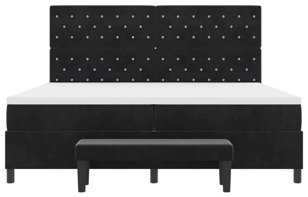 Box spring ágy matraccal és padal fekete 200x200 cm velúr