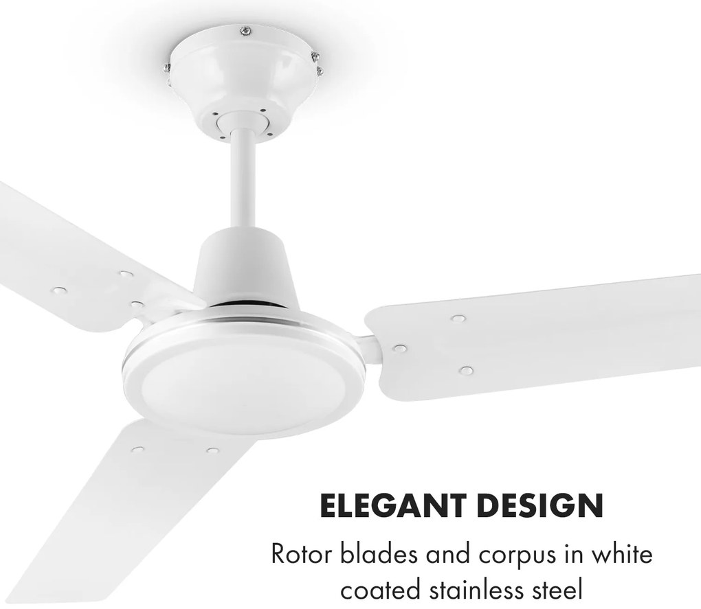 Spin Doctor, fehér, 55W, mennyezeti ventilátor, 122cm, 3 kar, rozsdamentes acél