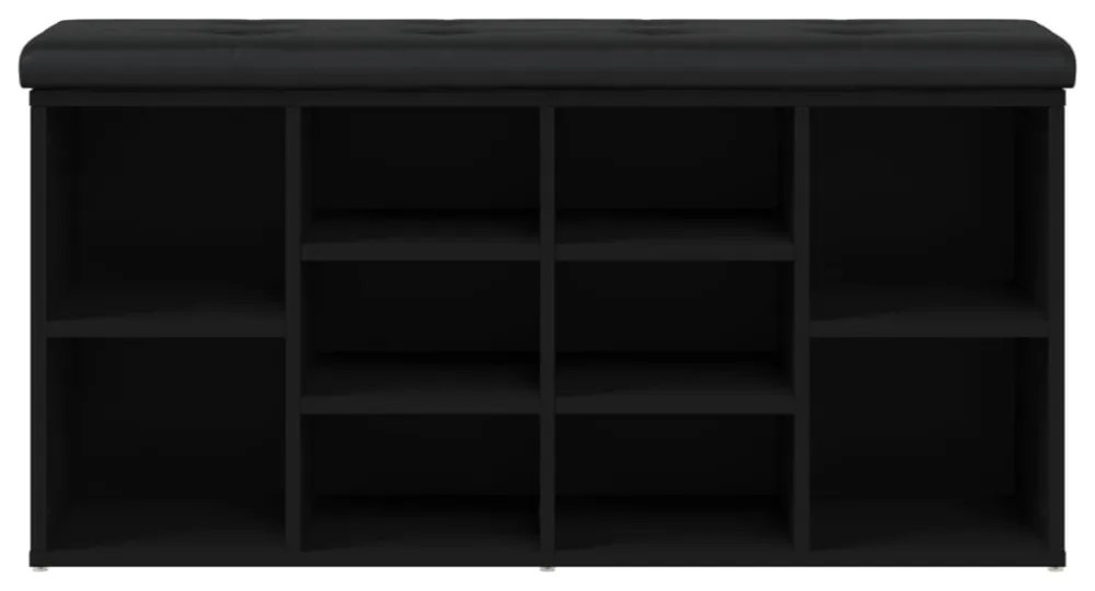 fekete szerelt fa cipőtároló pad 102 x 32 x 50 cm
