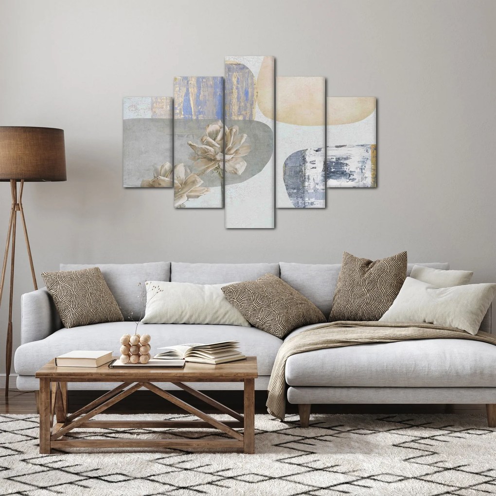 Kép - Festészet virágokkal és textúrákkal (150x105 cm)